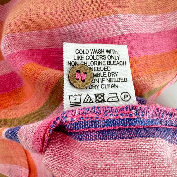 XíRENA Striped Pattern Short sleeves Split Neck Button‎ Front Kimber Top Size L - Picture 8 of 9